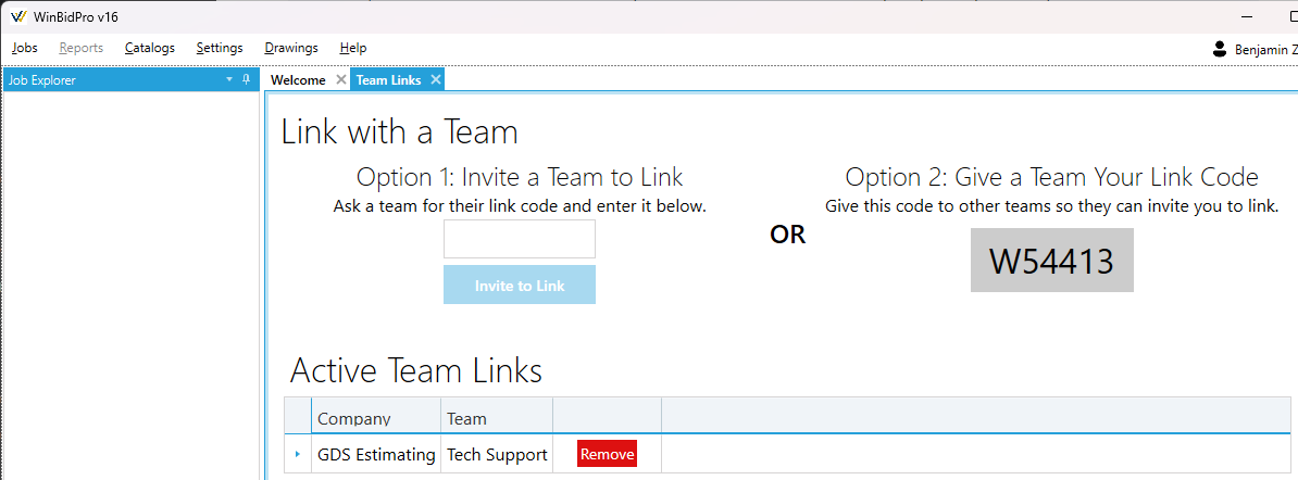 Team Links Settings